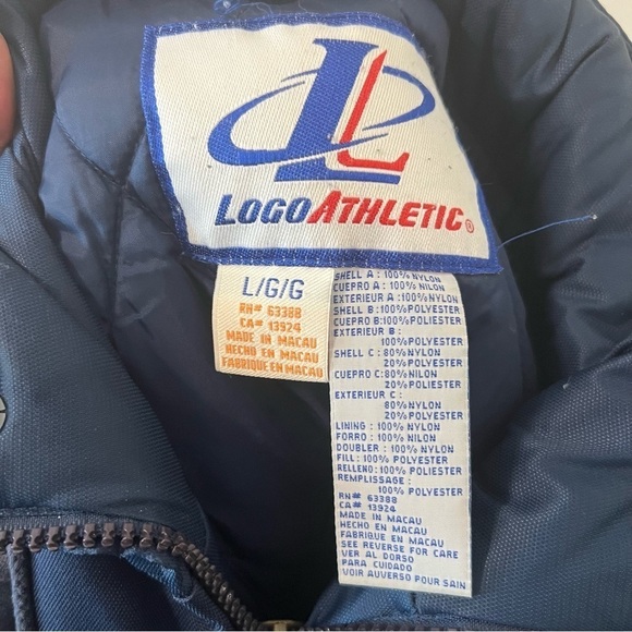 Vintage Logo Athletic University of Notre Dame Navy Blue & Gold Puffer Jacket - Picture 6 of 7